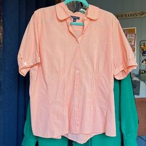 Lane Bryant orange and white small checkered blouse. Size 18W